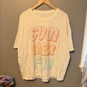 Aerie “SUMMER FUN" Graphic Tee with Retro Stripe Text